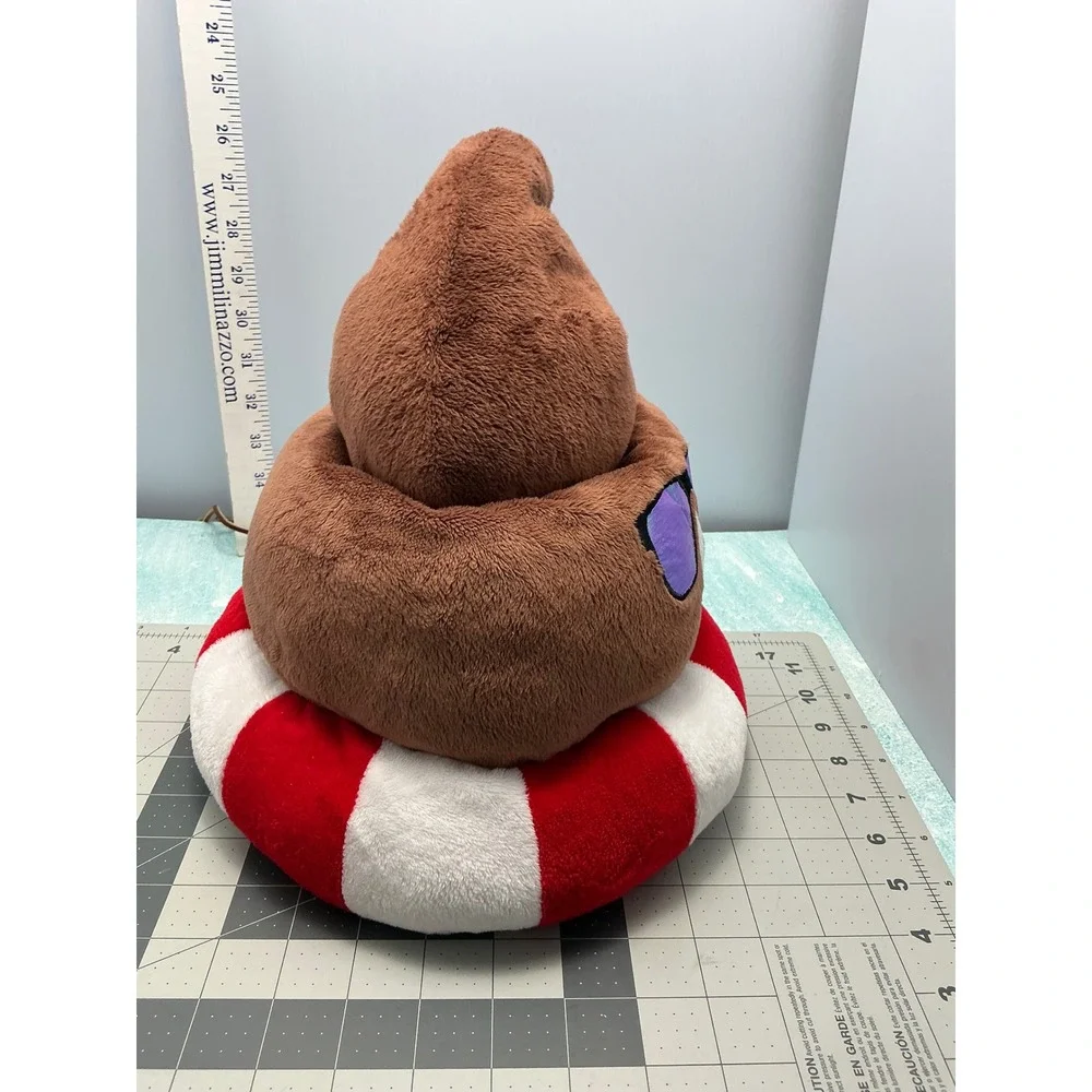 Six Flags Poop Emoji Plush hat with Sunglasses &‎ Lifesaver Ring Stuffed Toy